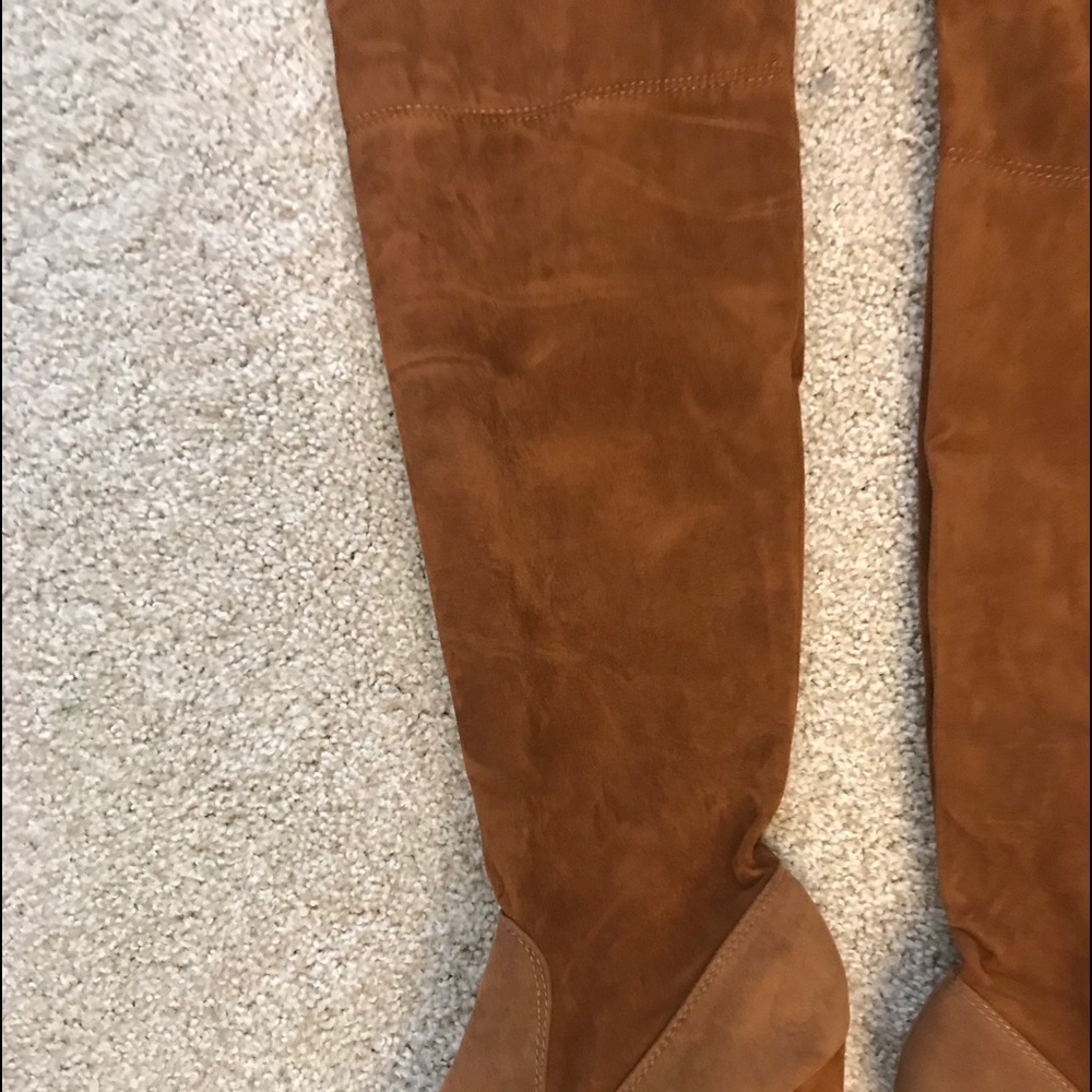 Brown Vegan Suede Brown Over The Knee Boots - Picture 5 of 5